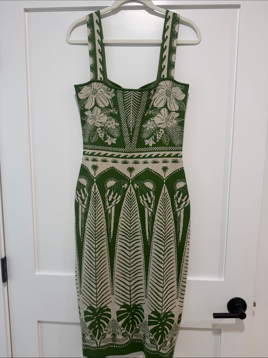FARM Rio Dresses & Skirts - FARM Rio Green and Cream Botanical Knit Midi Dress - NWT